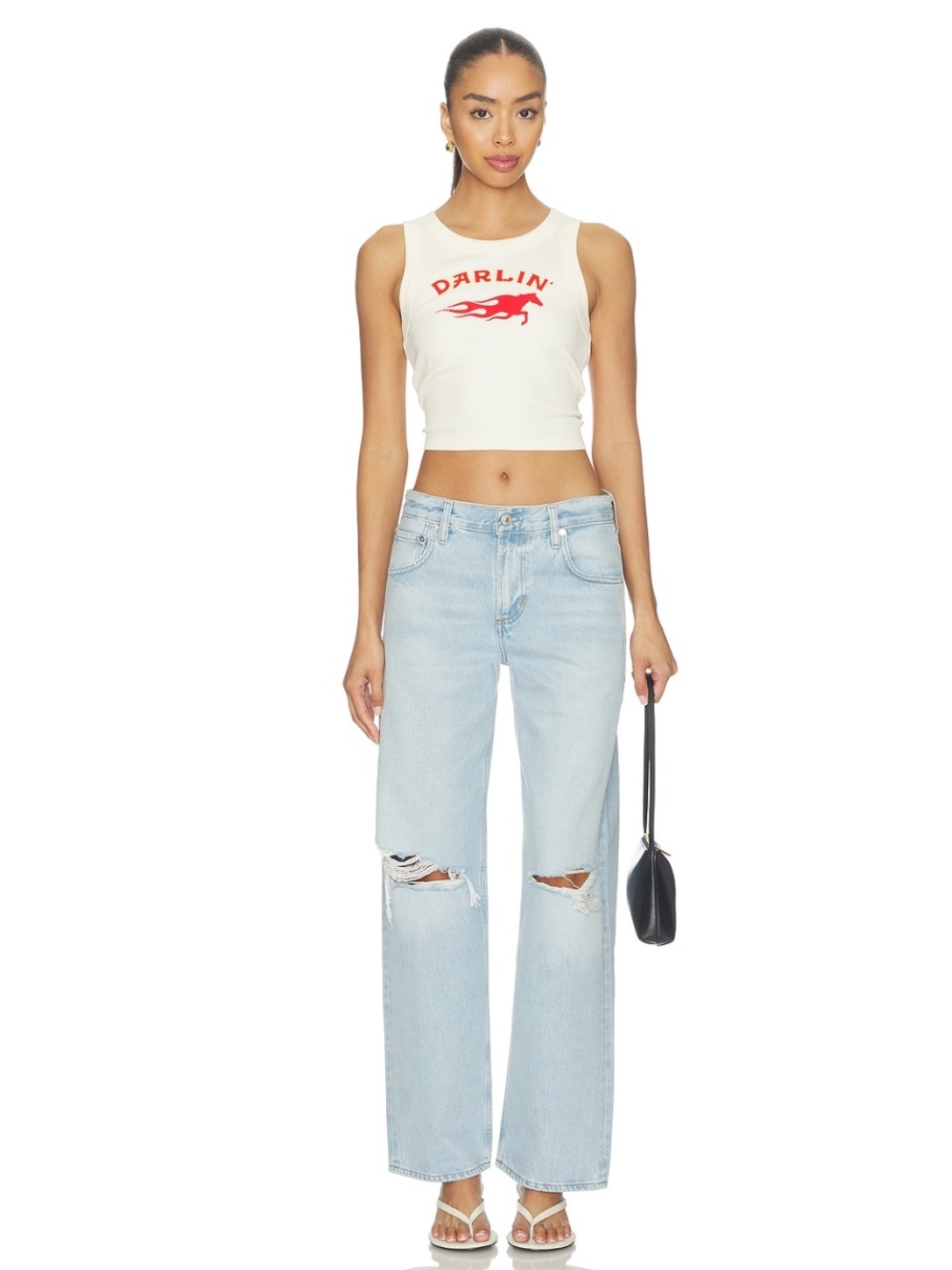 Citizens Of Humanity Jeans Lindz Wide Leg Distressed in Damaris Light Blue